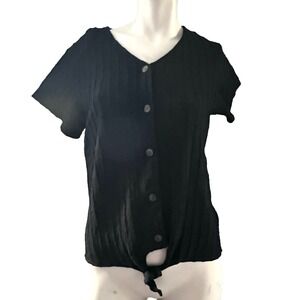 Weatherproof Womens Blouse S Textured Tie Front Casual Minimalist Y2K Gothic Top